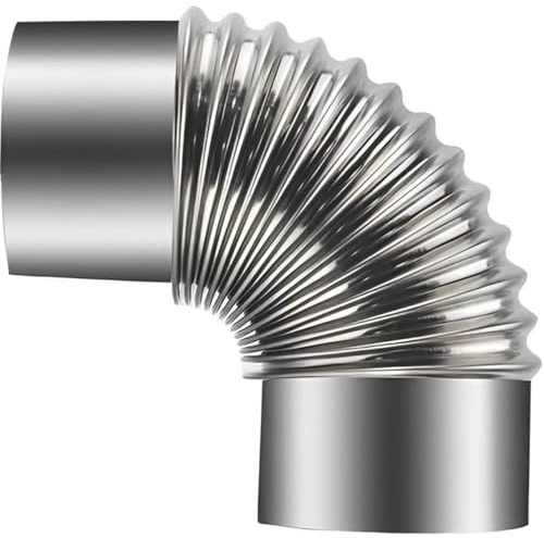 Codo De 90° for Chimenea, Tubo Flexible for Estufa De Leña, Chimenea De Acero Inoxidable, Ø 50 mm-120 mm, Codo Resistente Al Calor for Chimenea, Tubo De Estufa, Codo Exterior(120mm)