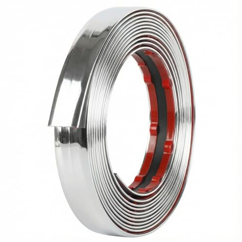 Dwitkul Chrom Zierleiste Auto 5mx20mm Zierleisten Selbstklebend Chromleiste Silber Wandleisten mit Schutzfolie für Auto Karosserie Fenster Außen Dekoration