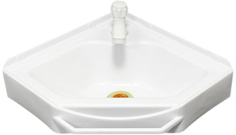 SBCGFY Lavabo d'angle Mural 38 x 20 x 10 cm - Blanc - Idéal pour Salle de Bain, WC et Meuble Vasque - Gain de Place - Lavabo avec Robinet d'eau Froide