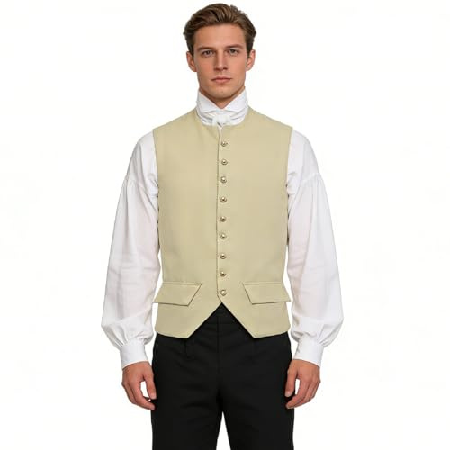 BLESSUME Colonial Mens Vests Renaissance Vintage Vest Top Gothic Steampunk Button-up Waistcoat