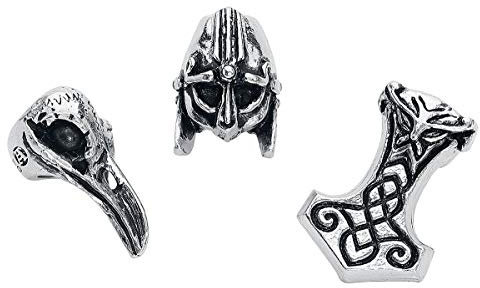 Alchemy Gothic Nordische Haarperlen Bartperlen Silberfarben, 3 Count (Pack of 1), Hartzinn