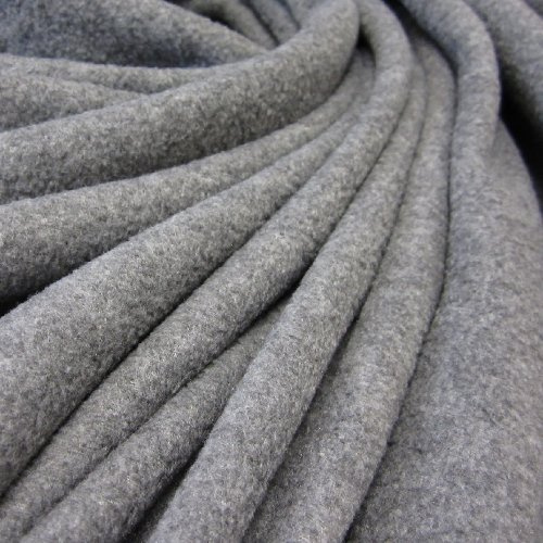 Stoff Meterware Fleece Polar - Fleece weich grau meliert kuschelig Kleiderstoff