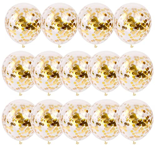 Konfetti Luftballons Gold SKYIOL 50 Stück 30 cm Goldene Glitzer Pailletten Latex Helium Ballons für Kinder Mädchen Damen Geburtstag Hochzeit Verlobung JGA Valentinstag Baby Shower Party Dekoration