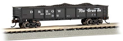 Bachmann Trains - Voiture gondole de 40 pi - D&RGW™ (noir) avec charge de charbon amovible - Échelle N
