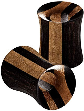 KJM FASHION 2 Stk Wood Double Flared Ebenholz und Teak Piercing Schmuck
