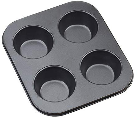 ZHANGXIAO Baking Dish, Not Sticky 4 Holes Muffin Tray Cup Cake Baking Dish Easy To Clean Carbon Steel (Color : Black)