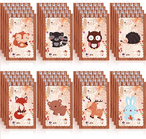 Clabby 32 Mini Quaderni per Bambini Bomboniere di Bosco Mini Blocchi Note di Animale Boschivo Quaderno a Spirale di Animali della Foresta Coniglio Scoiattolo Procione Gufo (Stile Adorabile)