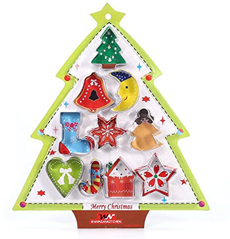 10 Stück Weihnachts Ausstecher Set Edelstahl Ausstecher Plätzchenausstecher für Plätzchen Ausstecher Fondant Keksausstecher Plätzchenausstecher DIY Edelstahl Ausstecher Für Die Weihnachtsfeier
