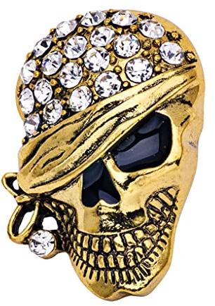 Ailan Broschen für Frauen Gold Silber Glitter mit Strasssteinen Halloween Moderne Schmuck Masculino Pirat-gehobene Kleidung, antikes Gold