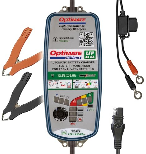 Tecmate OptiMate Lithium 4s 6A, TM391, 10-step 12.8V 6A Lithium Expert Battery Saving Charger & Maintainer, Blue/Green