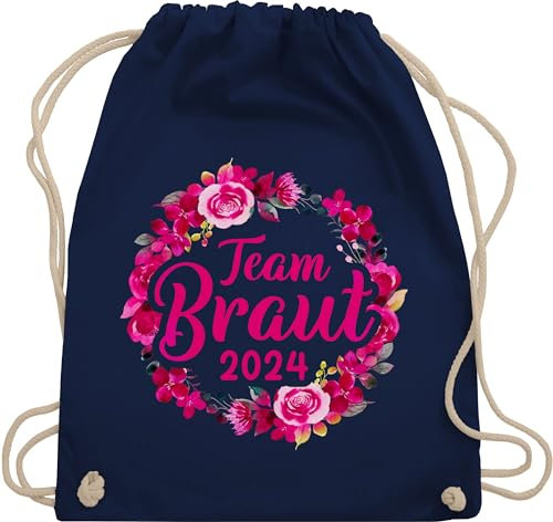 Turnbeutel Rucksack - JGA Junggesellenabschied Frauen - Team Braut 2025 Braut Crew - Unisize - Navy Blau - geschenke für trauzeugin brauttaschen bachelorette party brautjungfern stoffbeutel