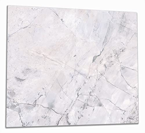 Wallario Herdabdeckplatte/Spritzschutz aus Glas, 2-teilig, 60x52cm, für Ceran- und Induktionsherde, Graue Marmor-Optik