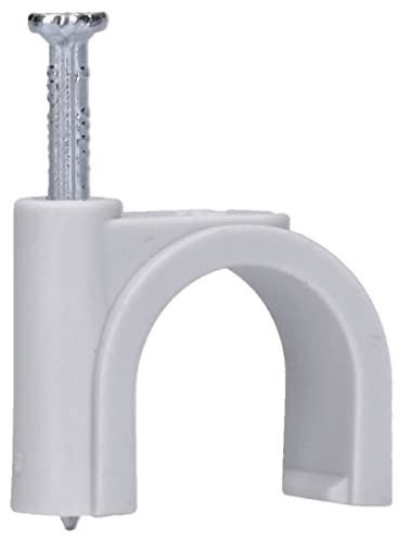 50 Stück Voxura Nagelschelle Kabelschelle Rundschelle 20 mm mit Nagel Ø 2,5x40 mm grau