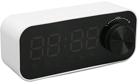 Radio-Réveil Numérique, Haut-parleur Horloge Numérique avec Affichage LED Double Réveil Modes de Lecture Multiples Radios-réveils pour Chambre 2,4 X 5,6 Pouces (Blanc)