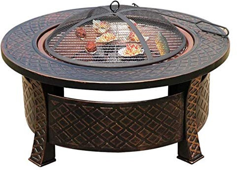 Foyer à bois d'extérieur de 81,3 cm - Brasero carré en métal pour terrasse, barbecue, barbecue - Brasero avec couvercle anti-étincelles et couvercle pour barbecue - Pour extérieur camping