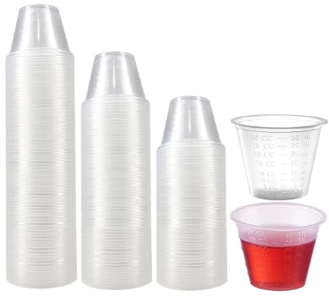 Sandhill Tools Disposable Bulk Plastic Graduated Measuring Medicine Cups for Pills, Liquid Medication, 1 oz (30ml) Cup for Mixing and Measuring Epoxy, Resin, Paint (100)
