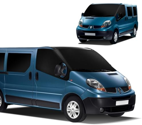 MaxEarn Frontscheibenabdeckung für Renault Trafic 2001–2014, 600D Oxford-Gewebe, Verdunkelung, wasserdicht, Windschutzscheibenabdeckung, Frostschutz, wetterfeste Schutzhülle für Trafic Transporter