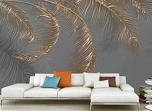 Papel Pintado Fotomural 3D Hojas De Líneas Abstractas En Relieve Pared Pintado Papel Tapiz 3D Decoración Dormitorio Fotomural Sala Mural-430cm×300cm