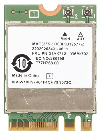 Septpenta Carte sans Fil Rtl8822be, 01AX712 433 Mbps WiFi Bluetooth 4.0 M.2 NGFF Carte Réseau pour Ordinateur Portable, Adaptateur Réseau 433 Mbps pour Ordinateur Portable