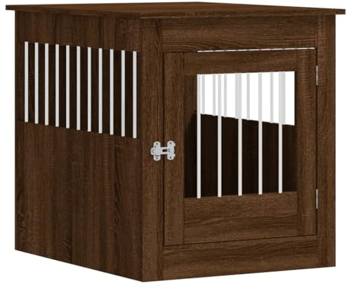 vidaXL Hundekäfig im Möbelstil, Abschließbar Hundebox mit Tür, Hundehütte Beistelltisch mit 2-in-1-Funktion, Hundehaus Haustierkäfig, Braun Eichen-Optik 64,5x80x71cm