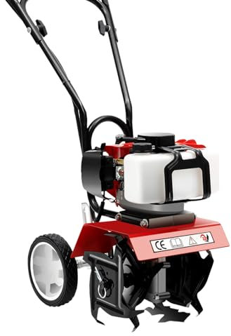 Loohacp Fresa da giardino a benzina a 2 tempi, 52 cc, monocilindrico a 2 tempi con 1,65 kW, rosso