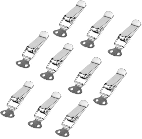 Lot de 10 loquets à bascule à ressort en acier inoxydable, fermoir à levier de 56 mm, pour tiroir, armoire, boîte à outils, avec 40 vis