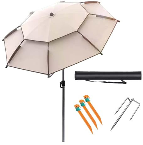 Strandsonnenschirm Freien Anglerschirm Mit Tragetasche Sonnenschutz UV50+ Klappbarer Strandschirm 200 Cm 220 Cm 240 Cm 260 Cm(220CM/7FT)