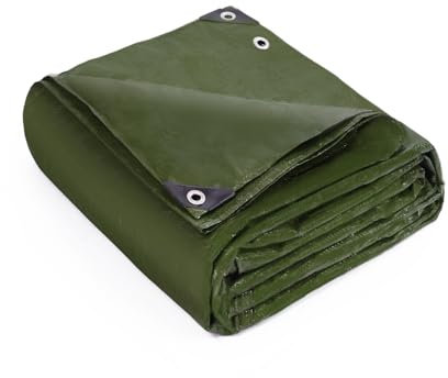 Keplin 2x3m Waterproof Tarpaulin Cover Sheet 90GSM, Heavy Duty, Mould-Resistant, Easy to Wash - PE Material, Reinforced Edges with Metal Eyelets, Green
