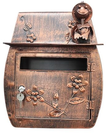 SHCHNA Briefkasten Vorschlagsbox Wand-Mailbox Mit Schloss, Briefkasten, Retro-Briefkasten, Briefkästen Für Die Dekoration Im Freien Briefkasten Letter Box(Bronze)