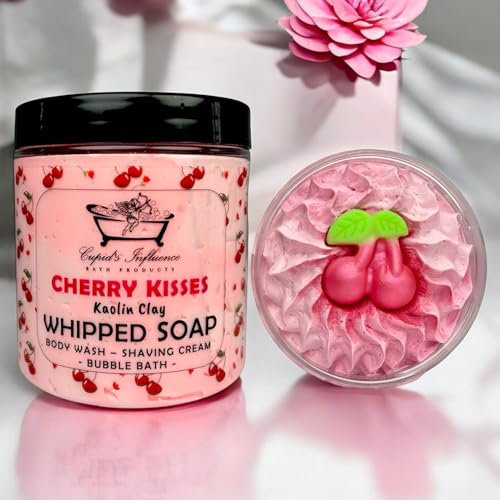 Cherry Kisses Whipped Soap | Luxurious Kaolin Clay Body Wash | Shower Fluff | Shaving Foam | Shower Cream | Bubble Bath | Cherry Body Wash | Cherry Soap | Shower Whip