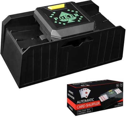 ZAKVOP kartenmischmaschine elektrische, Kartenmischmaschine, ab 3 Jahren, USB/batteriebetriebener, kartenmischer für UNO, Poker, Texas Hold Em, Blackjack - Schwarz