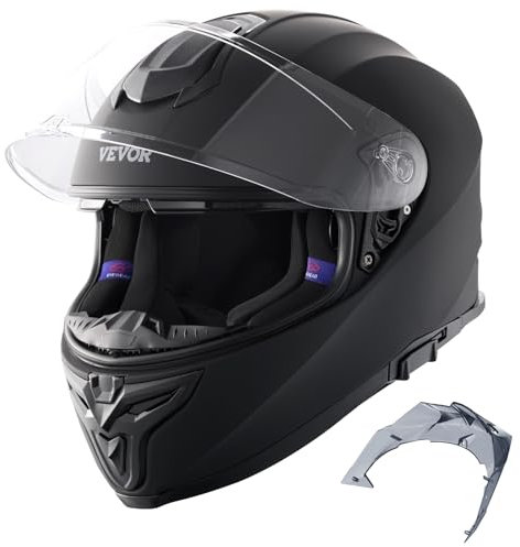VEVOR Motorcycle Helmet, Full Face, Smart Street ABS & High Density Helmet with Bluetooth Slot & Interchangeable Lens, DOT Approved Comfortable Motocross Helmet, Fit for Youth & Adults