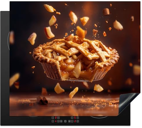 KitchenYeah© Induction Hob Cover Protector Mat Kitchen Universal Ceramic | 20.5x23.6 / 60x52 cm - Covers for Electric Cookers Vinyl Apple - Pie - Warm - Food
