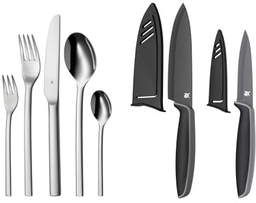 WMF Set 2-teilig Tavira Besteck Set 12 Personen, 60-teilig, Monobloc-Messer, Cromargan Edelstahl poliert und Touch Messerset (Besteckset 60-teilig und Messerset 2-teilig)