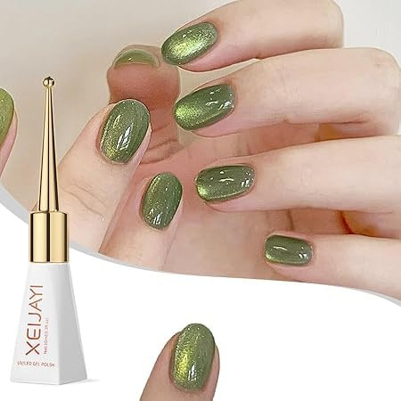 Green Cat Eye Gel Polish, Crystal Nail Polish, magnetischer Nagellack, Pure Green Moon Nagellack, Aurora Magnetic Glitzer-Gel, Nail Art Vanish