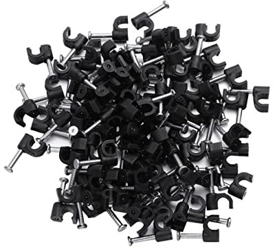 SWOOMEY 100piezas Soporte De Cables De Clips De Plástico Negros Para Organizador De Cables Oficina Hogar y Escuela Fáciles De Instalar y Electricidad