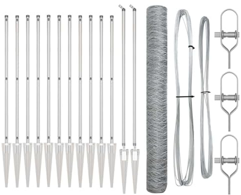 vidaXL Zaunpfosten Silber 25 x 1,2 m (50 mm Maschen) Stahl, Garten & Terrasse, Robustes Stahlzaun, Moderne Zaunpaneele, Sicherheitsstangen, Wohnbereich abschottend