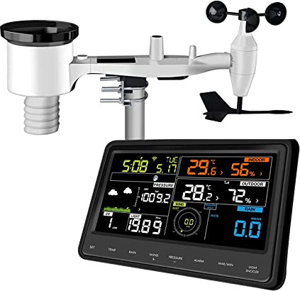 ZJFHEYUO Stazione meteorologica Wireless Wi-Fi - Stazione meteorologica Digitale Professionale con Ampio Display a Colori