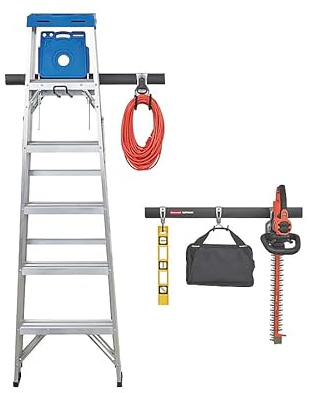 Rubbermaid Fasttrack Garage Storage Utility Hooks 7 Piece Black All in One Rail Hook Kit and Tool Organizer Heavy Duty for Home/Garage/Shed/Garden