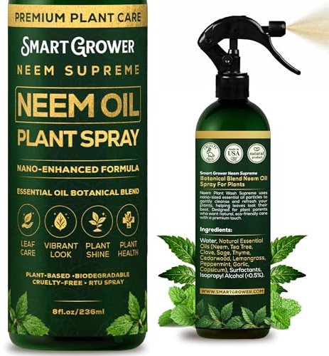 Neem Oil Spray for Plants Botanical Blend – Plant Wash with Natural Essential Oils, Simple Ready-to-Use Plant Spray for Gardens, Houseplants, Indoor & Outdoor Plants – 8 oz