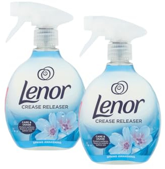 Lenor Crease Releaser Spring Awakening Twin Pack 2 x 500ml for Removing Wrinkles and Freshening Clothes Linen + Upholstery Easy Iron Spray Long-Lasting Fresh Scent