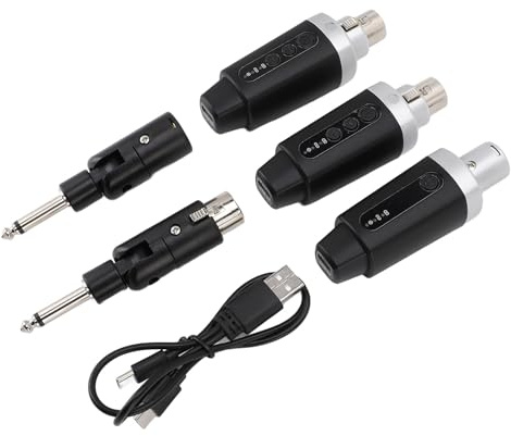 Bewinner Système de Microphone XLR sans Fil, Adaptateur de Micro sans Fil Récepteur émetteur UHF avec Contrôle de Volume de Niveau 8, Batterie 7H pour les Mélangeurs Dynamiques