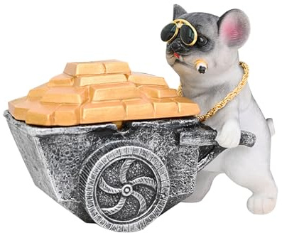 Laikoutd Fashionable Personality Trend Ashtray Resin Creative Decoration Cute PuppysModern Simple Household Windproof Home Gadget Resin Office Tearooms Club Home Decorations Anti- With Lid
