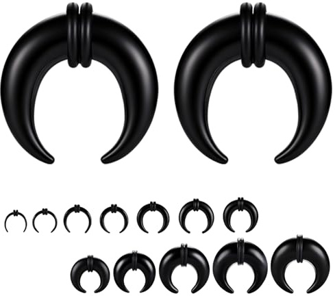 ZS 1 Paar Glas Septum Stretching C geformte Nase Ringe 0-14G | Buffalo Septum Retainer Ringe, Stretcher Bars mit O-Ringen, Ohrpiercing Schmuck Nase und Ohr für Frauen und Männer