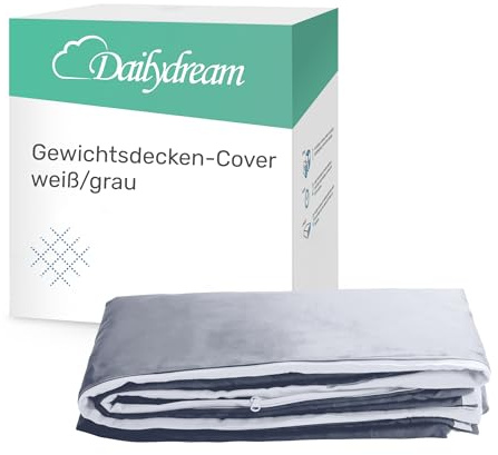 Dailydream överdrag för vuxenvikt 135 x 200 cm | tvåfärgad vit | 100 % bomull | Ersättningsskydd/utbytbart överdrag | tvättbart | andas och hudvänlig | Skydd för viktfilt
