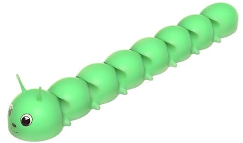 Generic Silicone Caterpillar Cable Organizer Multi-Port Wire Winder Data Cable Management Holder for Desk Power Cord Tidy Green