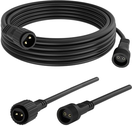5M/16.4FT Outdoor Lights Extension Cable, 2 Pin Led Light Garden Extension Lead Wire Waterproof Outdoor Connector Cable for Festoon/Icicle/Net / G40 Globe/Curtain/Christmas/Fairy Lights
