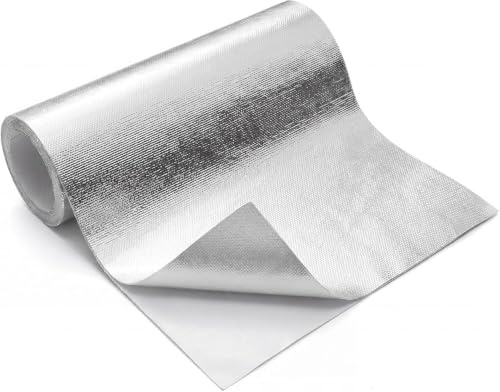 Eulihent Pannello Isolante Termico Adesivo in Alluminio e Fibra di Vetro , Isolanti Termici Alte Temperature 1000°C per Tubi di Scarico Auto/Moto, Termosifoni, Caldaie e Finestre(30x1000cm)