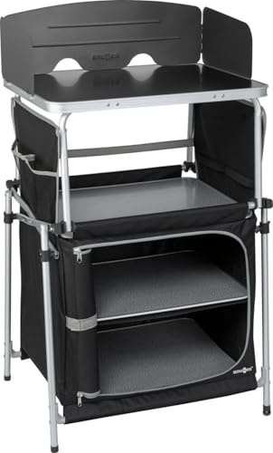 HEWATN Campingschrank Kochbox Faltbar, Mobile Outdoor Küche für Caravan & Bus, Kompakte Camping Küchenbox mit Stauraum, Windschutz & Tragetasche, ideal für Camping & Reisen