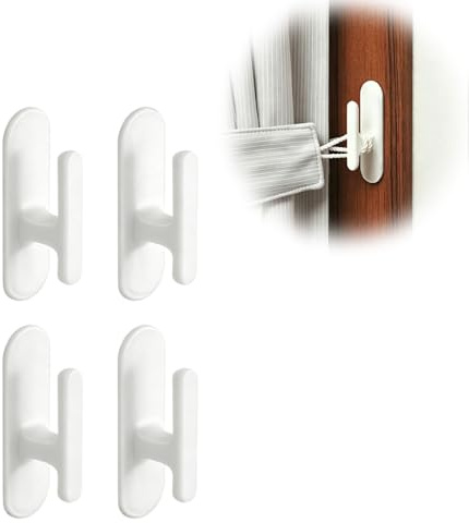 Nify Set di 4 Fermatende senza Foratura, Supporto per Fermatende a Parete Bianco, Fissaggio a Parete Adesivo per Fermatende, Piccoli Oggetti e Organizzazione della Finestra